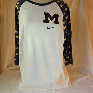 Nike Michigan Cream and Navy Athletic Tee